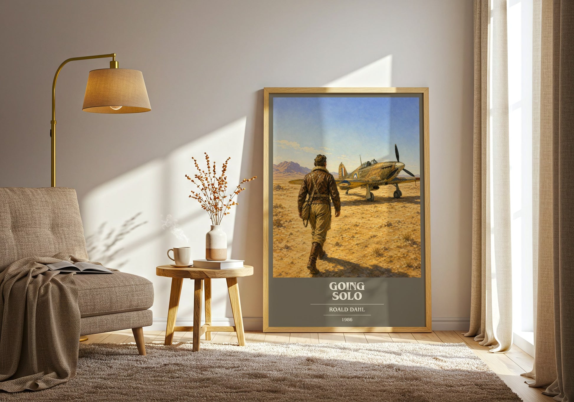 Going Solo book cover print on bookshelf – Roald Dahl fan gift