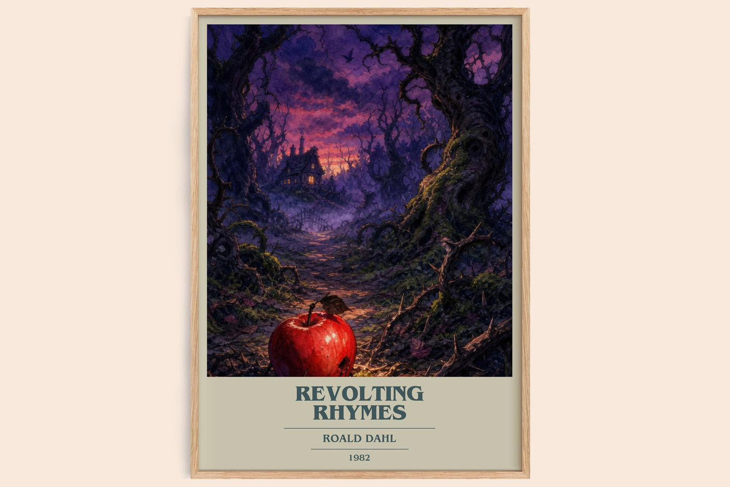 Revolting Rhymes book cover book poster by Roald Dahl – framed literary art print