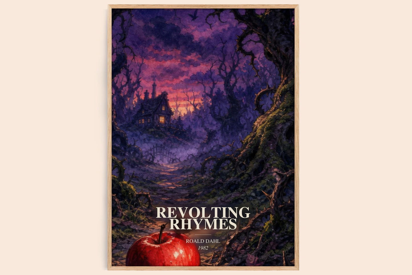 Revolting Rhymes watercolour book poster by Roald Dahl – framed literary art print