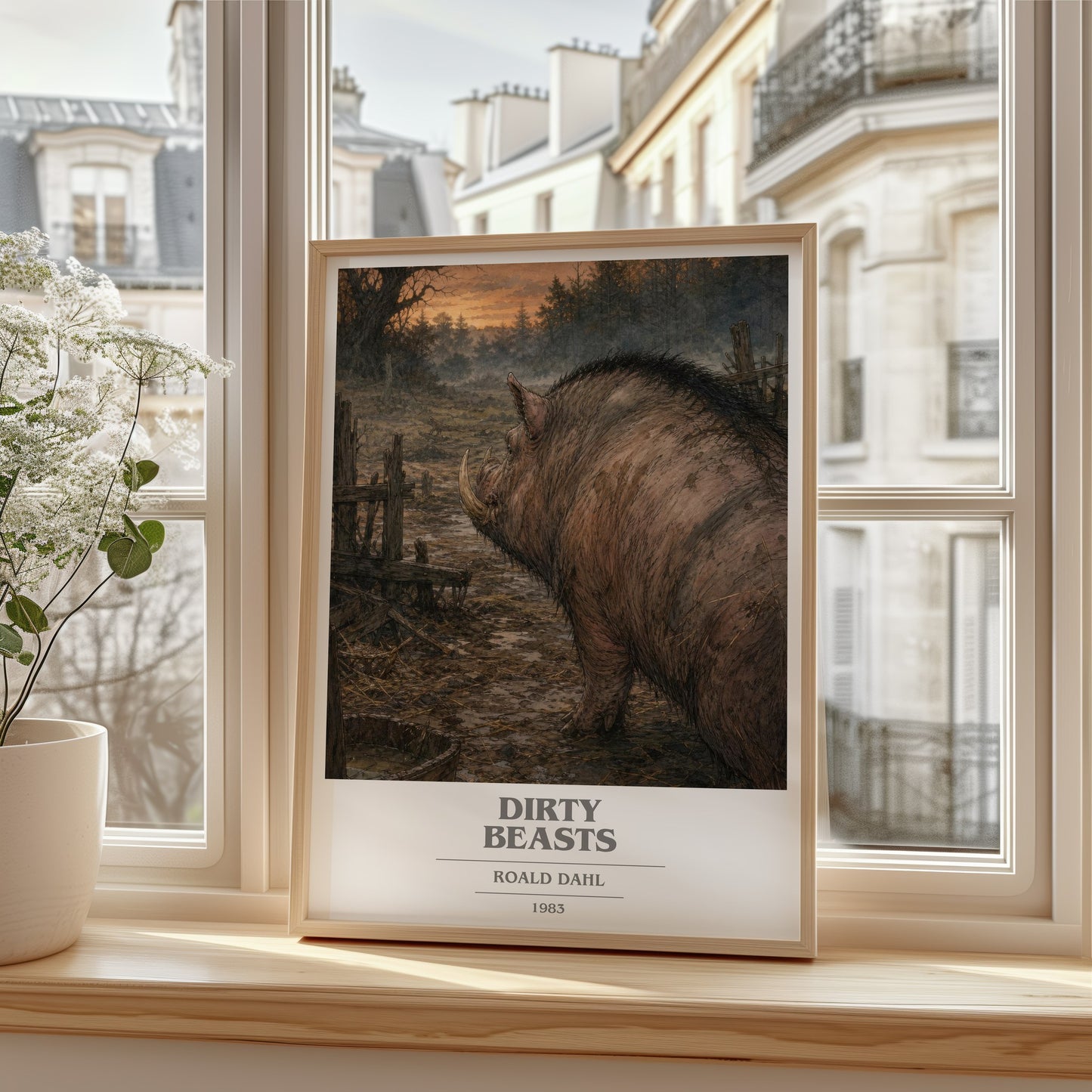 Dirty Beasts book cover poster colour and style options – Roald Dahl book art