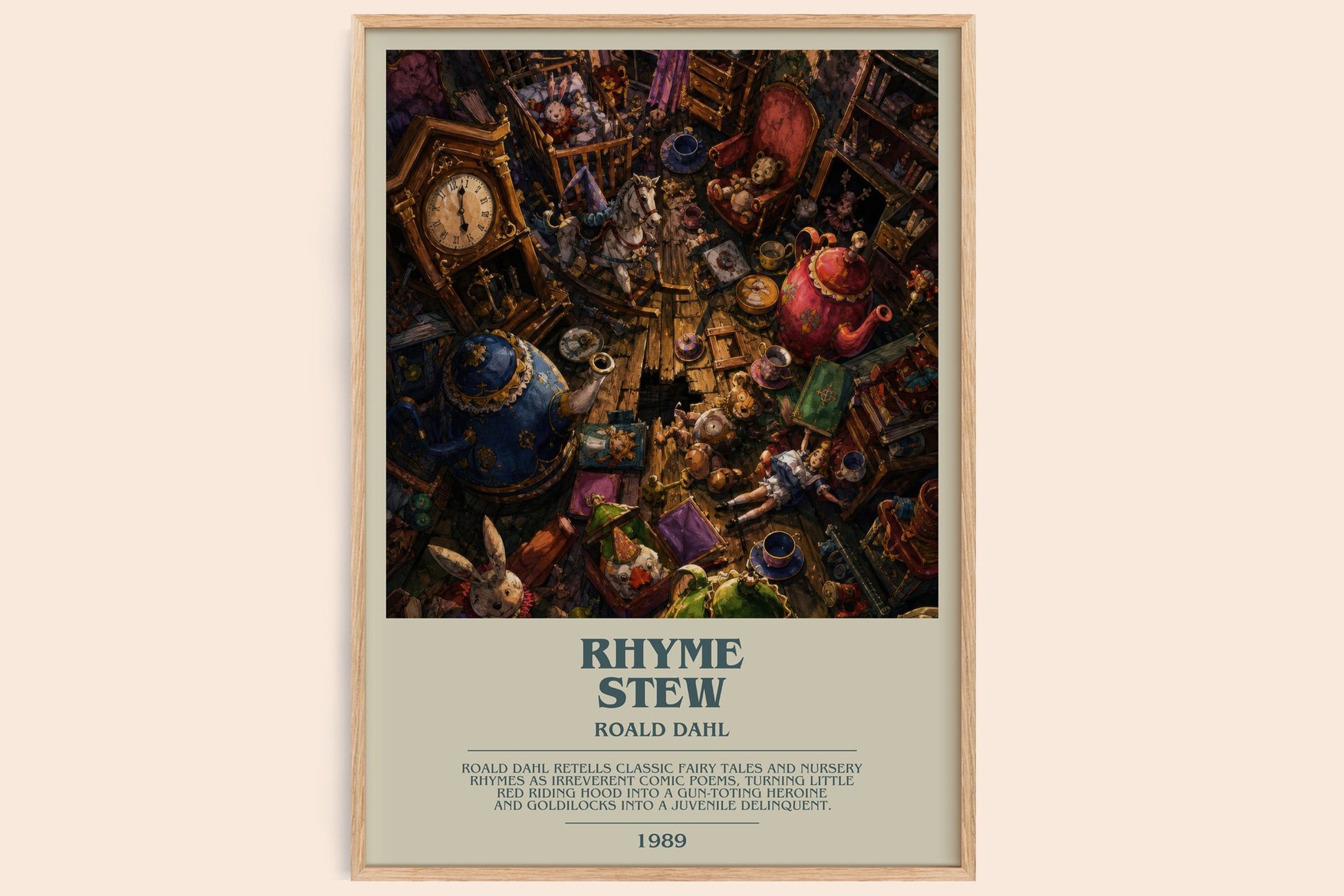 Rhyme Stew bookish book poster by Roald Dahl – framed literary art print