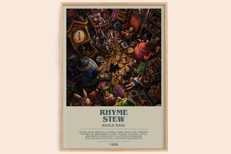Rhyme Stew bookish book poster by Roald Dahl – framed literary art print