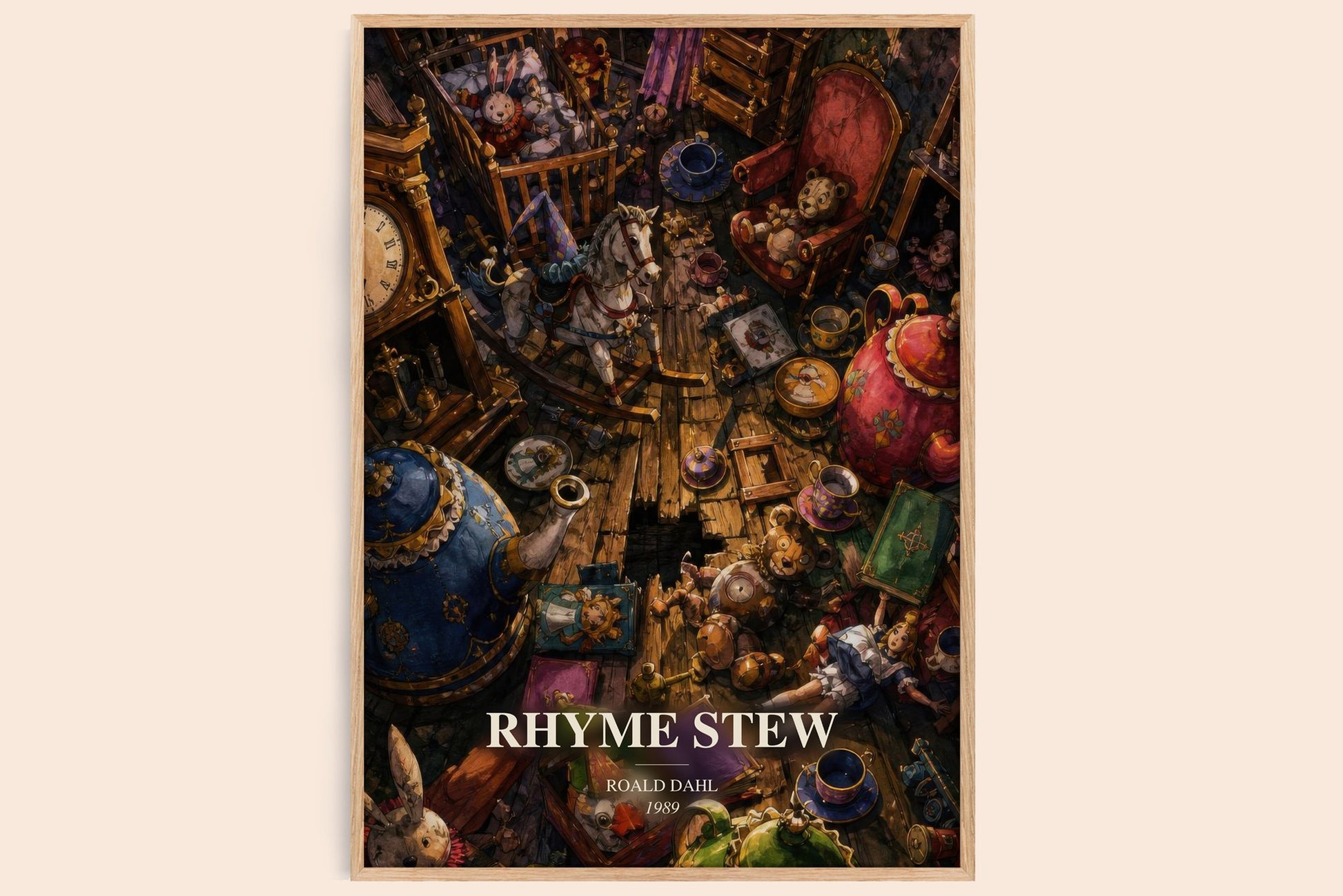 Rhyme Stew watercolour book poster by Roald Dahl – framed literary art print
