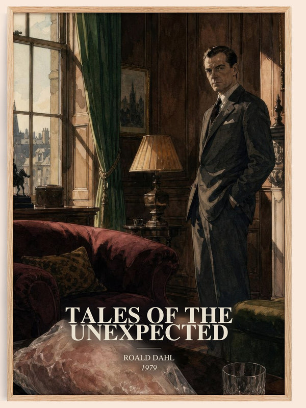 Tales Of The Unexpected watercolour book poster by Roald Dahl – framed literary art print