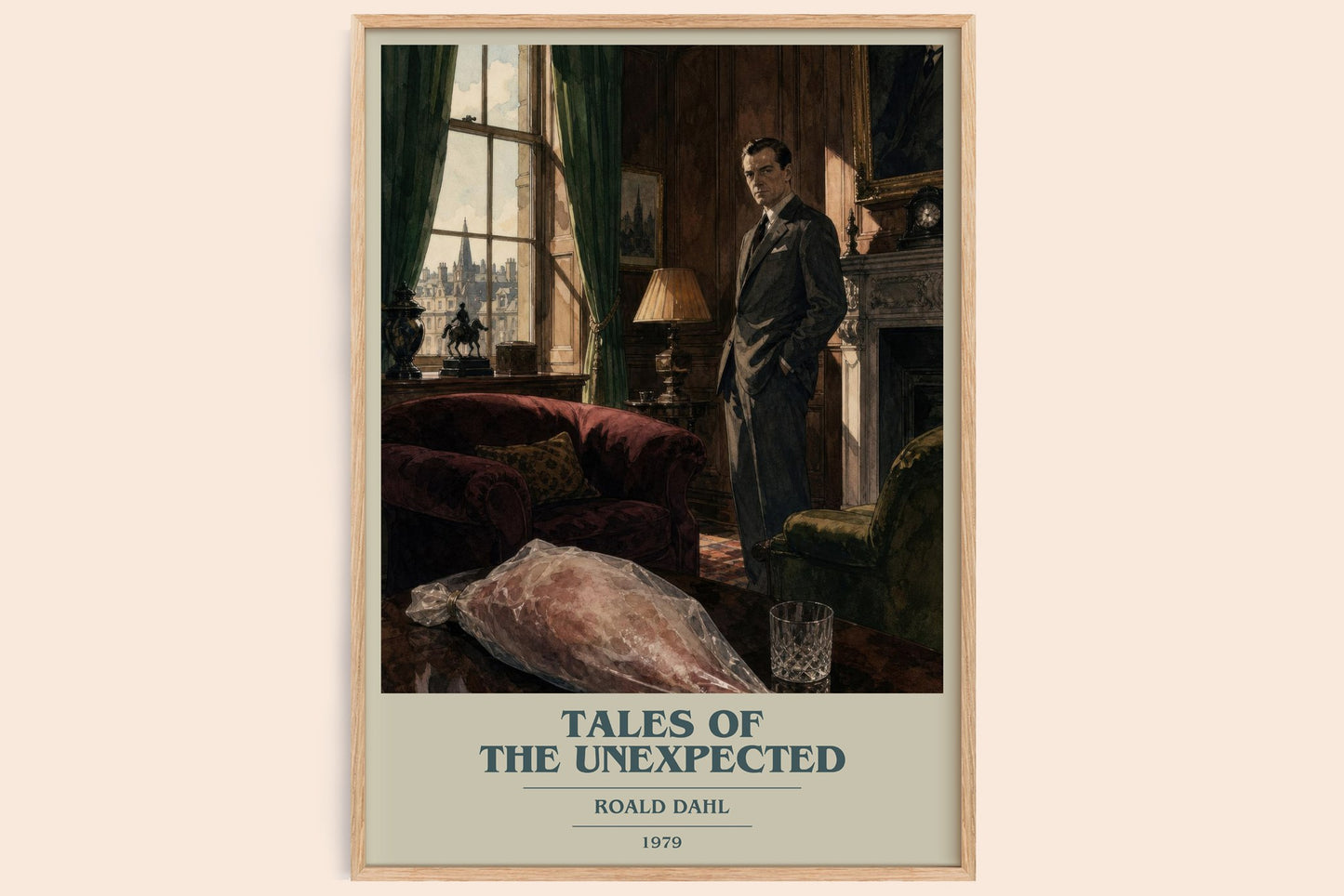 Tales Of The Unexpected book cover book poster by Roald Dahl – framed literary art print