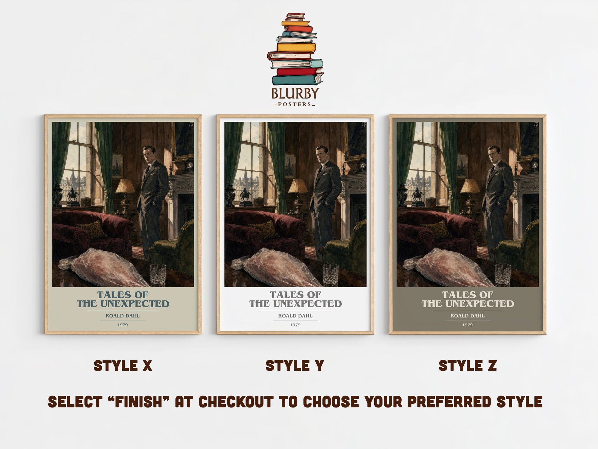 Tales Of The Unexpected book cover print in frame leaning in hallway – mystery wall art