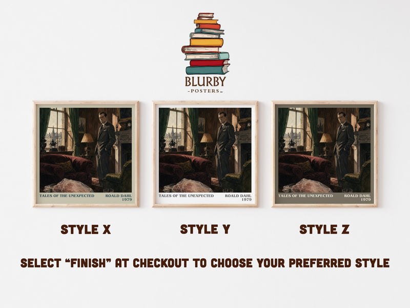 Tales Of The Unexpected literary print in frame leaning in hallway – mystery wall art