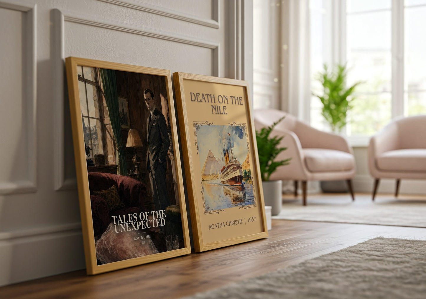 Tales Of The Unexpected watercolour print framed by window – literary home decor