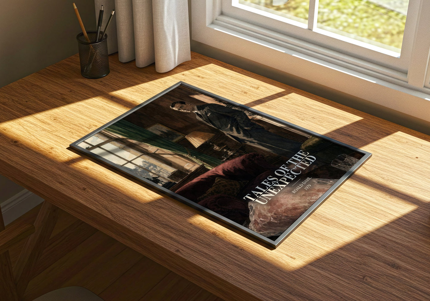 Tales Of The Unexpected watercolour book poster framed on wall – mystery wall art