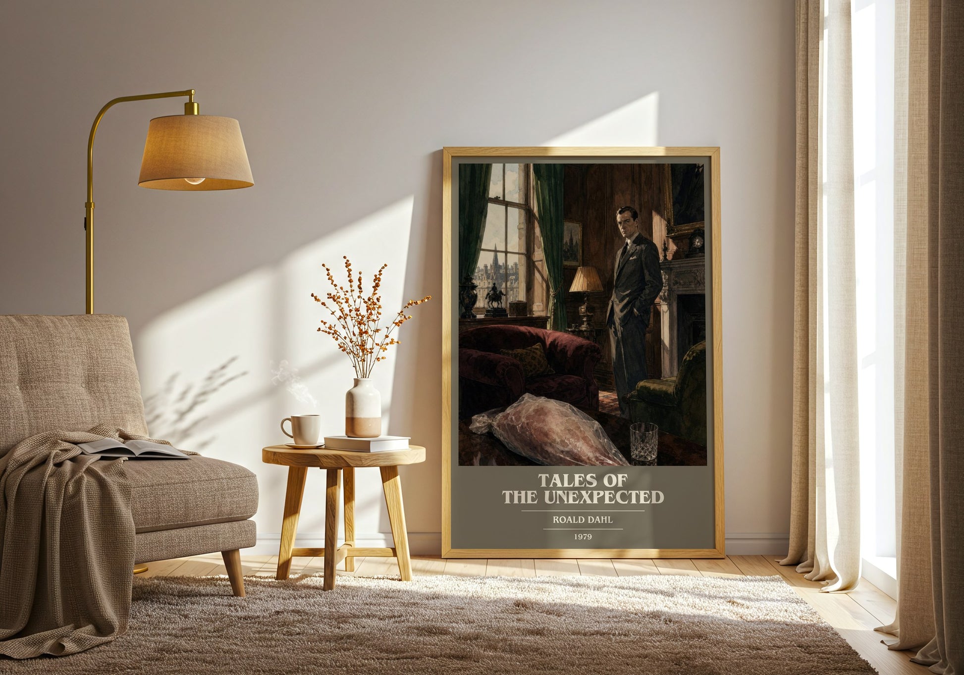Tales Of The Unexpected book cover print on bookshelf – Roald Dahl fan gift
