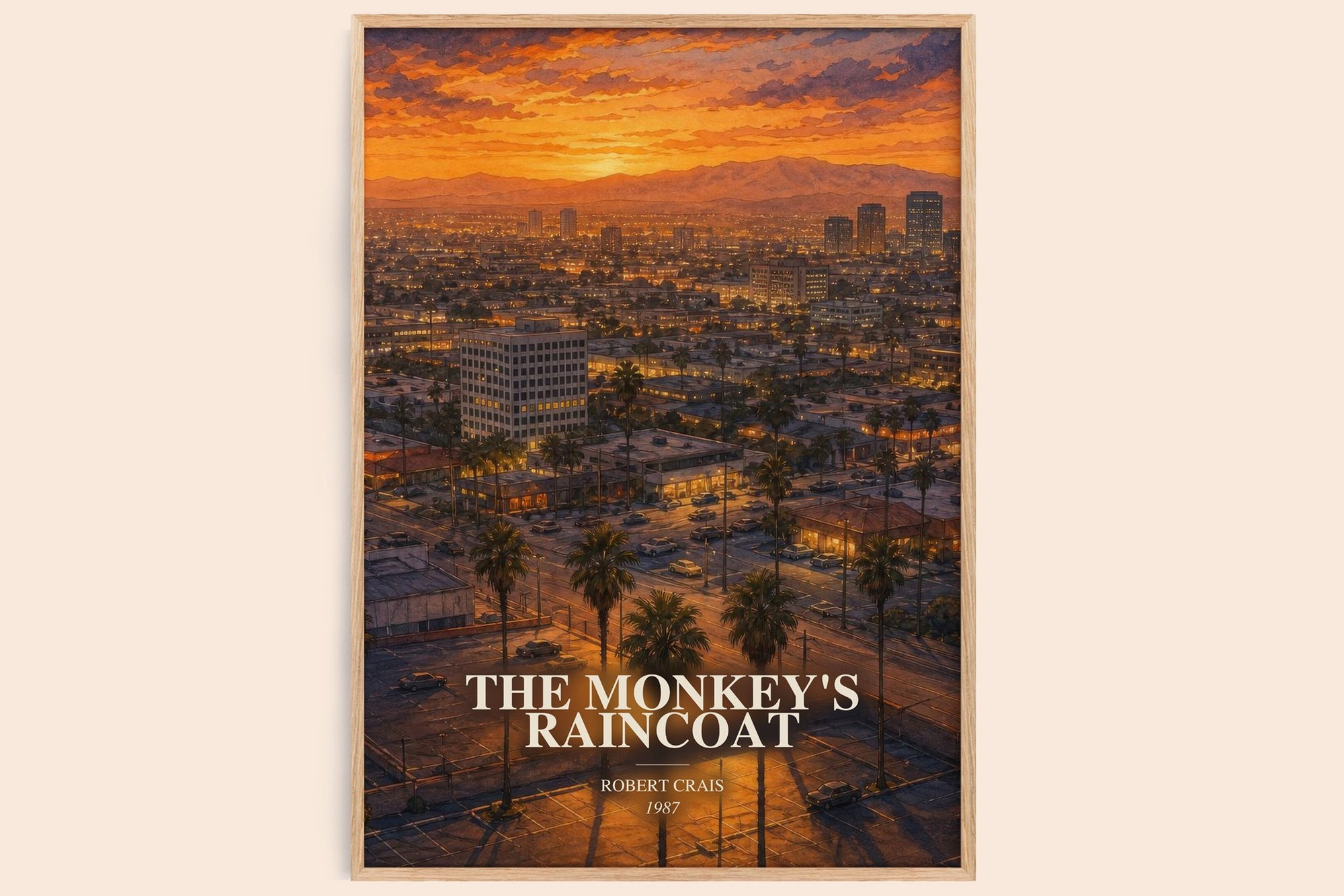 The Monkey'S Raincoat watercolour book poster by Robert Crais – framed literary art print