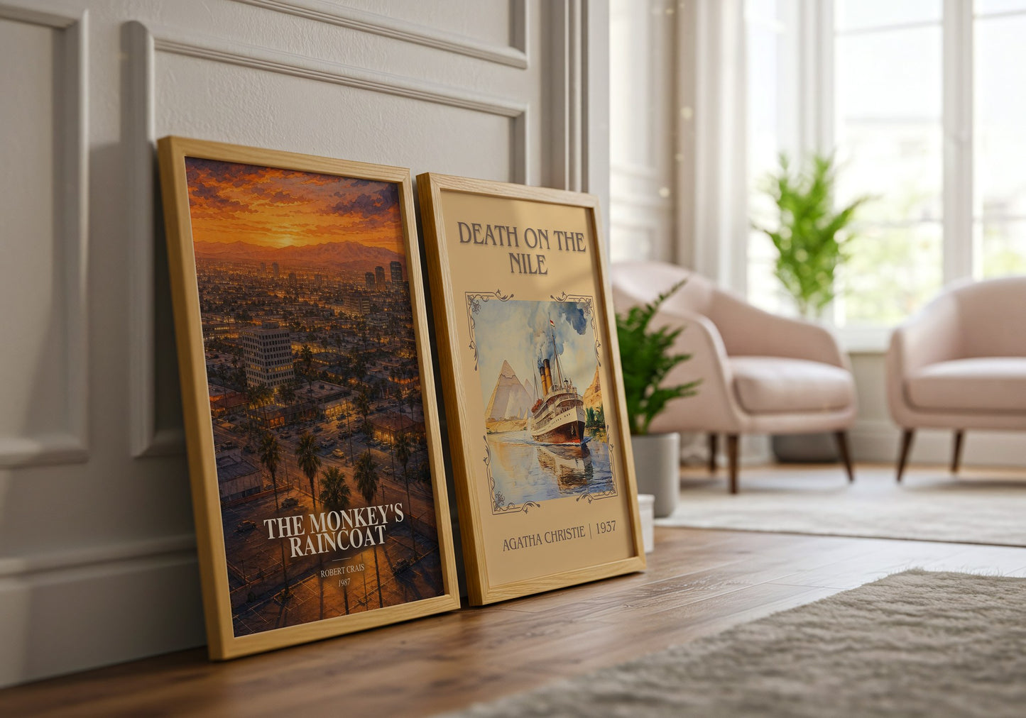 The Monkey'S Raincoat watercolour print framed by window – literary home decor