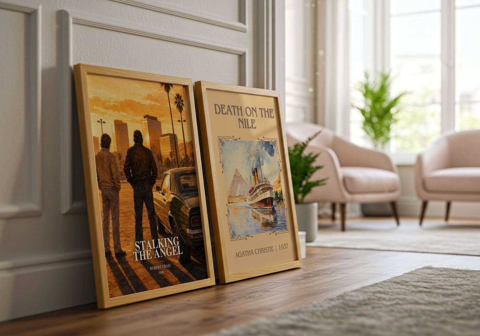 Stalking The Angel watercolour print framed by window – literary home decor