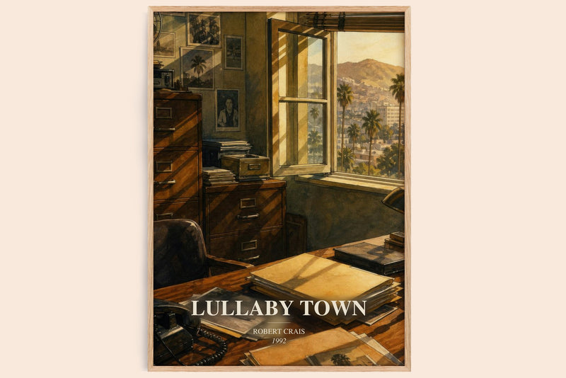 Lullaby Town watercolour book poster by Robert Crais – framed literary art print