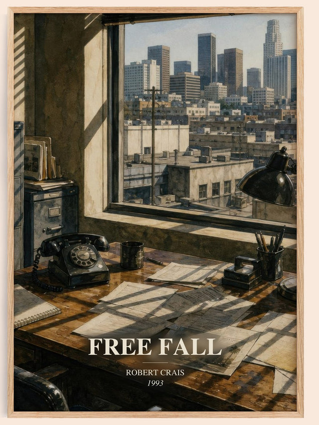 Free Fall Book Watercolour Illustration by Robert Crais