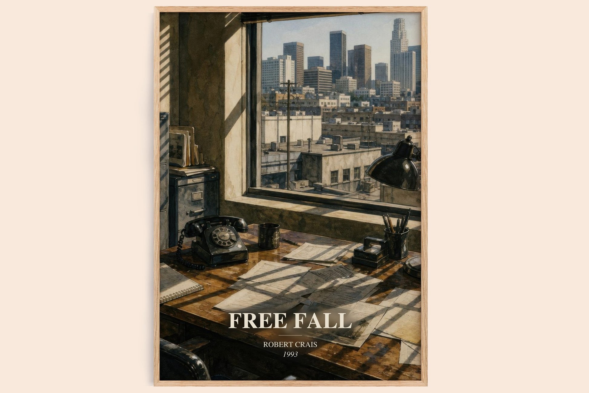 Free Fall watercolour book poster by Robert Crais – framed literary art print