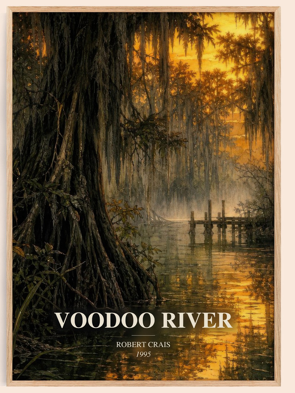 Voodoo River watercolour book poster by Robert Crais – framed literary art print