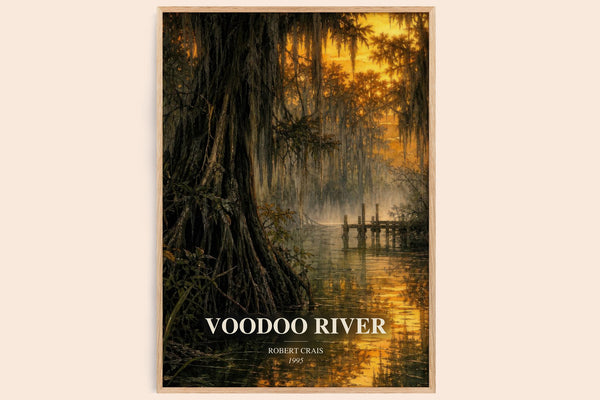 Voodoo River watercolour book poster by Robert Crais – framed literary art print