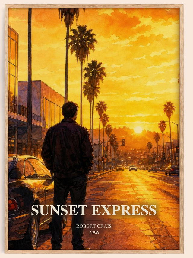 Sunset Express Book Watercolour Illustration by Robert Crais