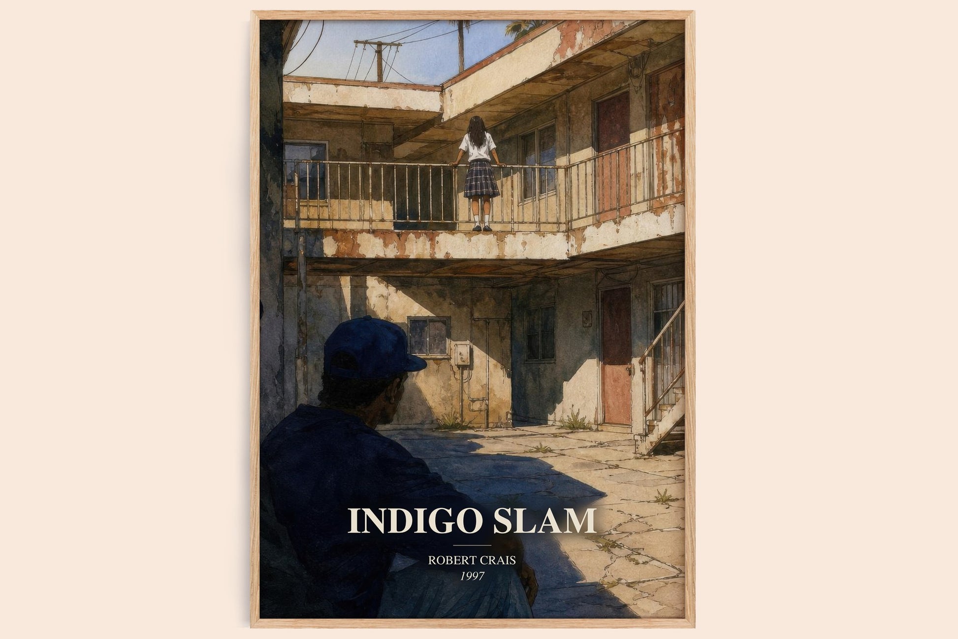 Indigo Slam watercolour book poster by Robert Crais – framed literary art print