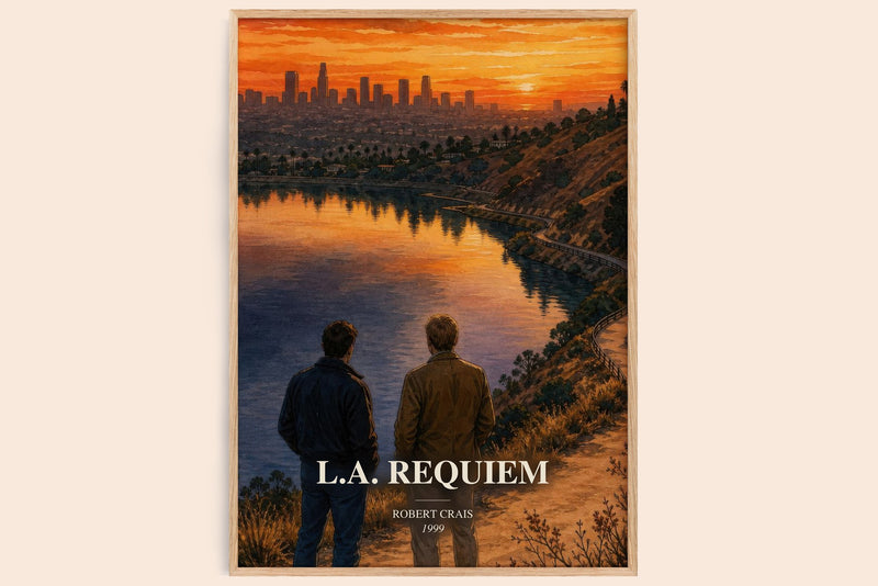 L.A. Requiem watercolour book poster by Robert Crais – framed literary art print