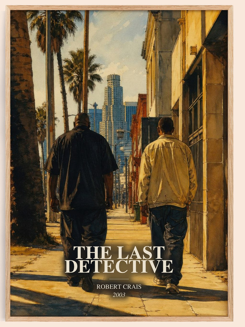 The Last Detective watercolour book poster by Robert Crais – framed literary art print