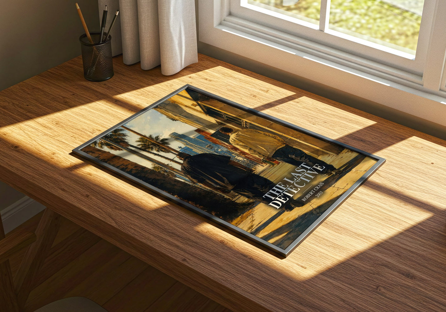 The Last Detective watercolour book poster framed on wall – crime wall art