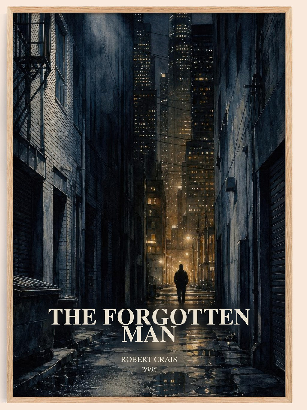 The Forgotten Man watercolour book poster by Robert Crais – framed literary art print