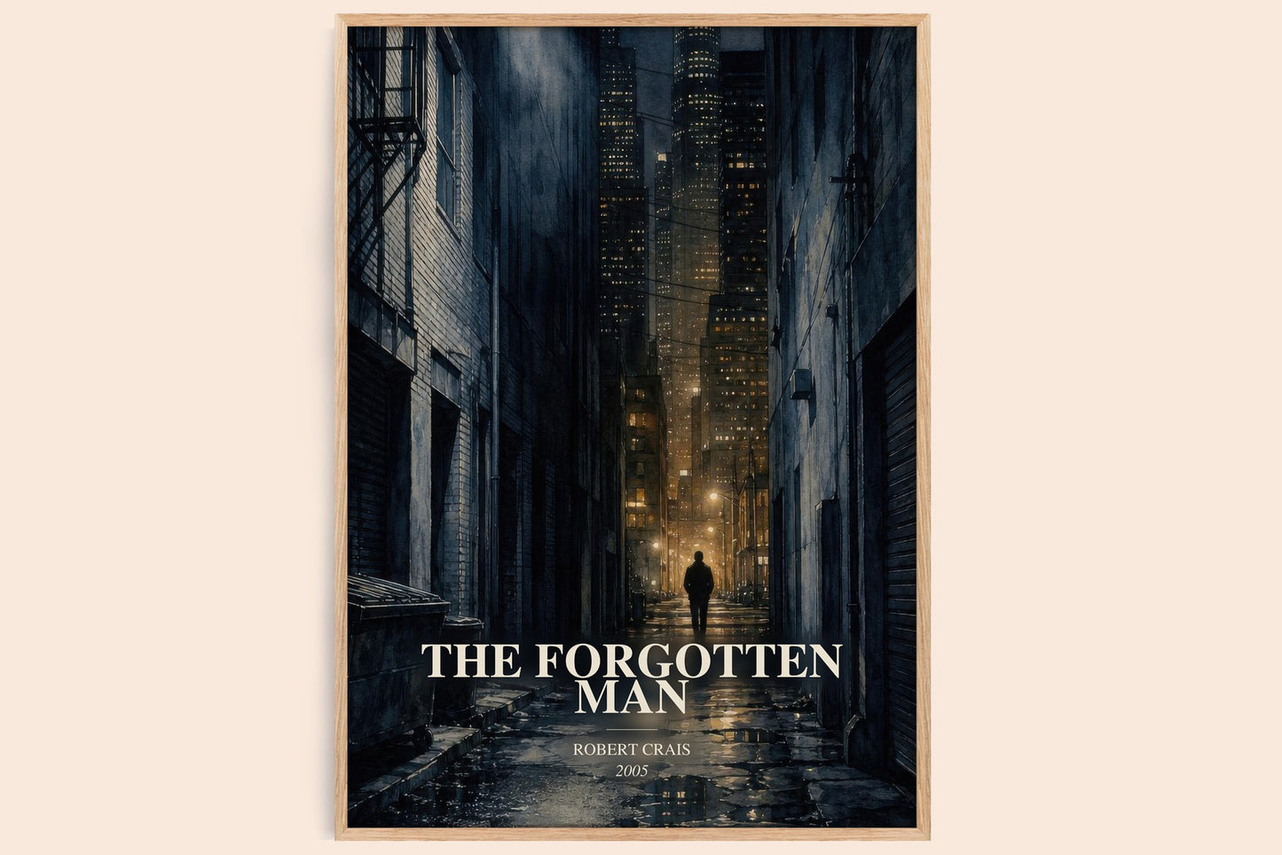 The Forgotten Man watercolour book poster by Robert Crais – framed literary art print