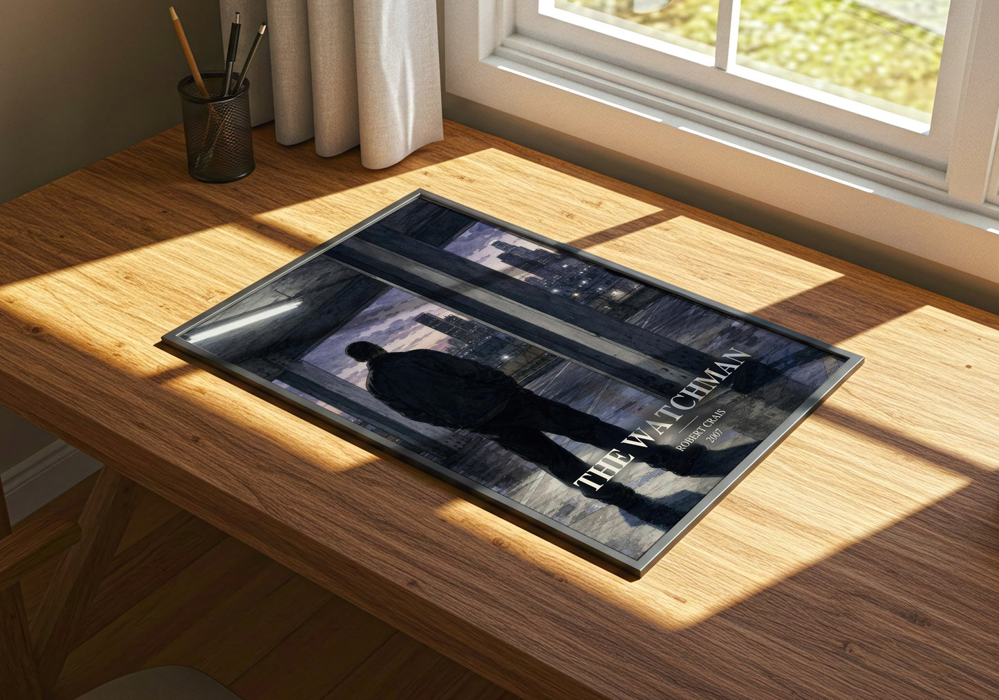 The Watchman watercolour book poster framed on wall – thriller wall art