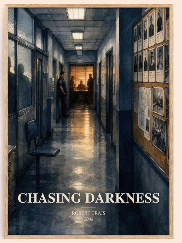 Chasing Darkness watercolour book poster by Robert Crais – framed literary art print