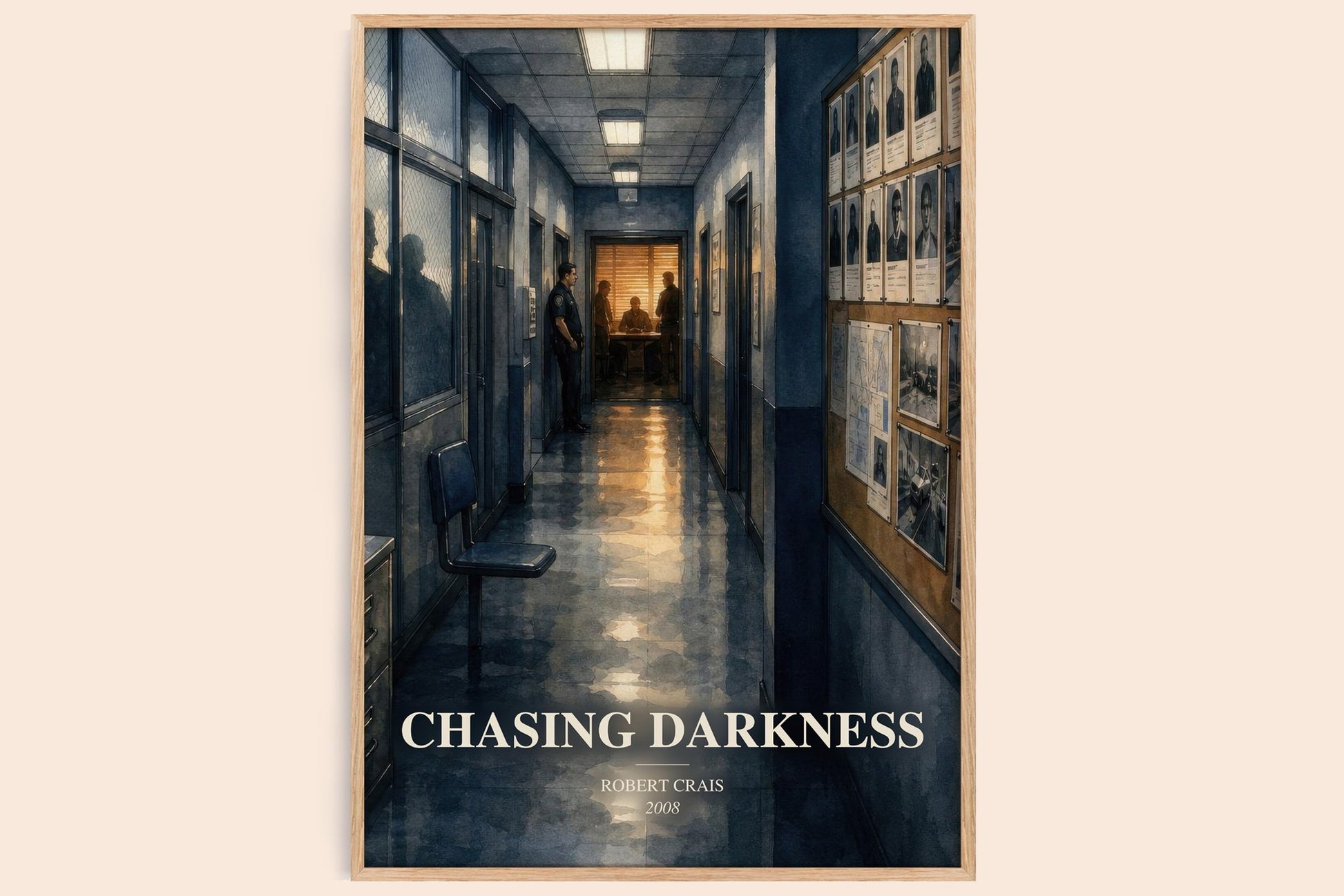 Chasing Darkness watercolour book poster by Robert Crais – framed literary art print