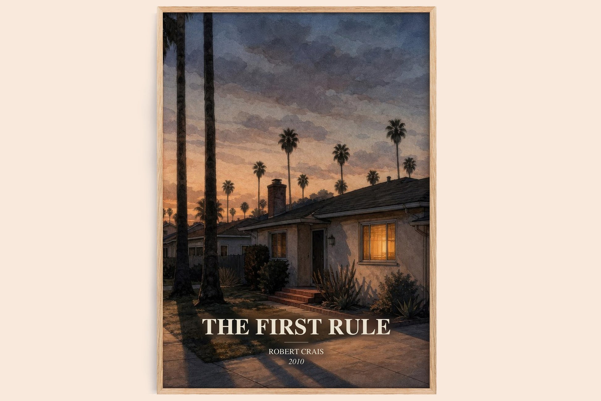 The First Rule watercolour book poster by Robert Crais – framed literary art print