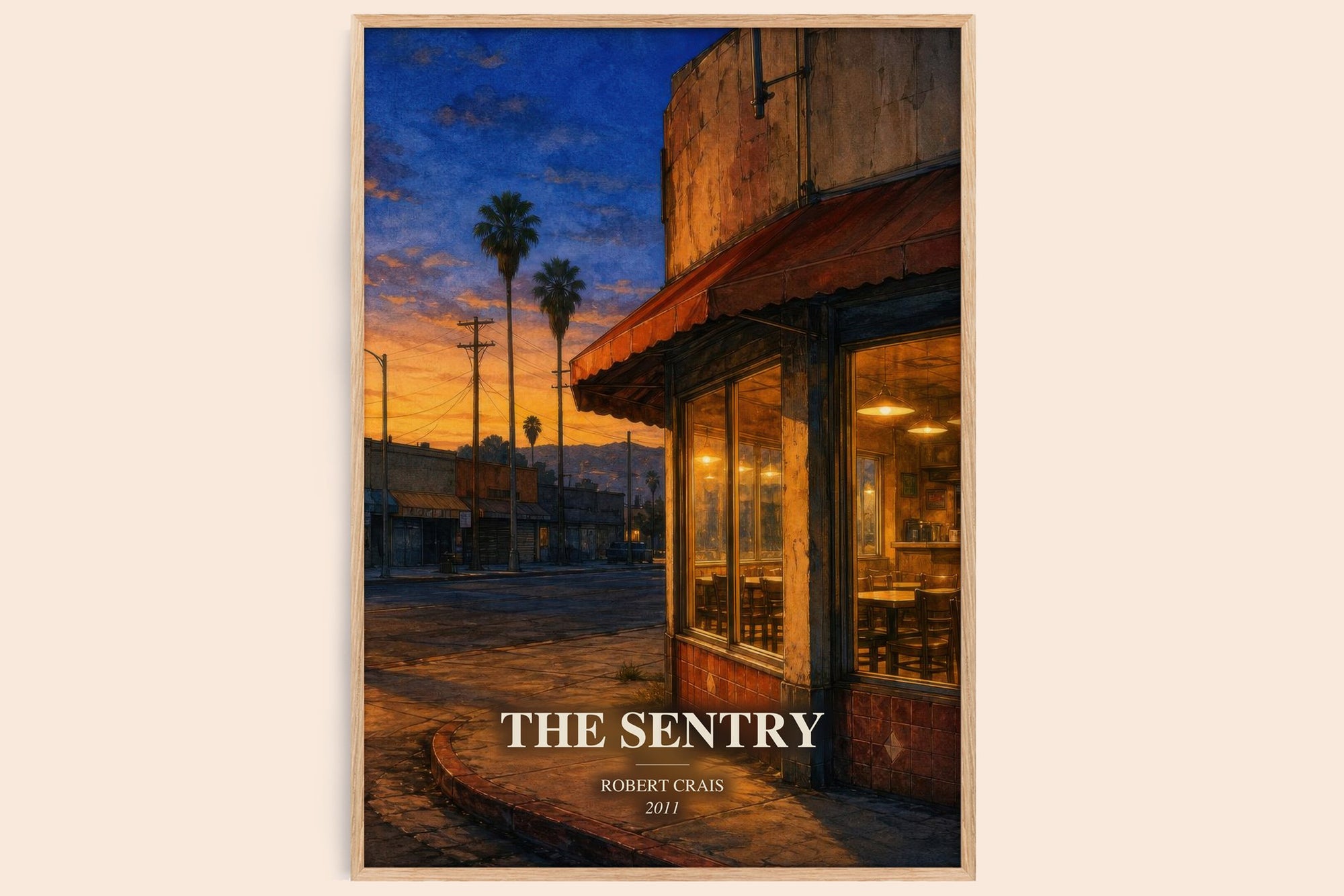 The Sentry watercolour book poster by Robert Crais – framed literary art print