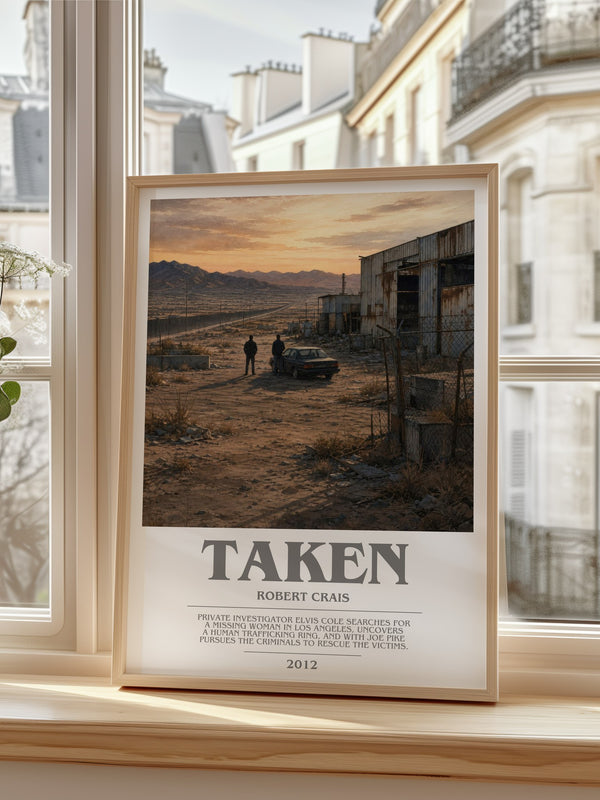 Taken Bookish Wall Art by Robert Crais – framed print by a bright window