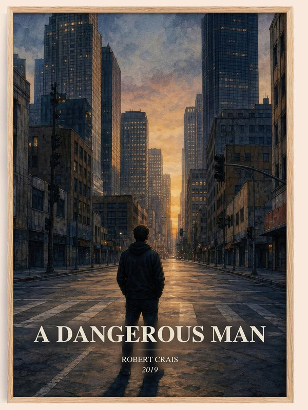 A Dangerous Man watercolour book poster by Robert Crais – framed literary art print