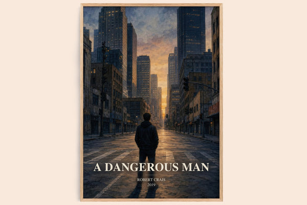 A Dangerous Man watercolour book poster by Robert Crais – framed literary art print