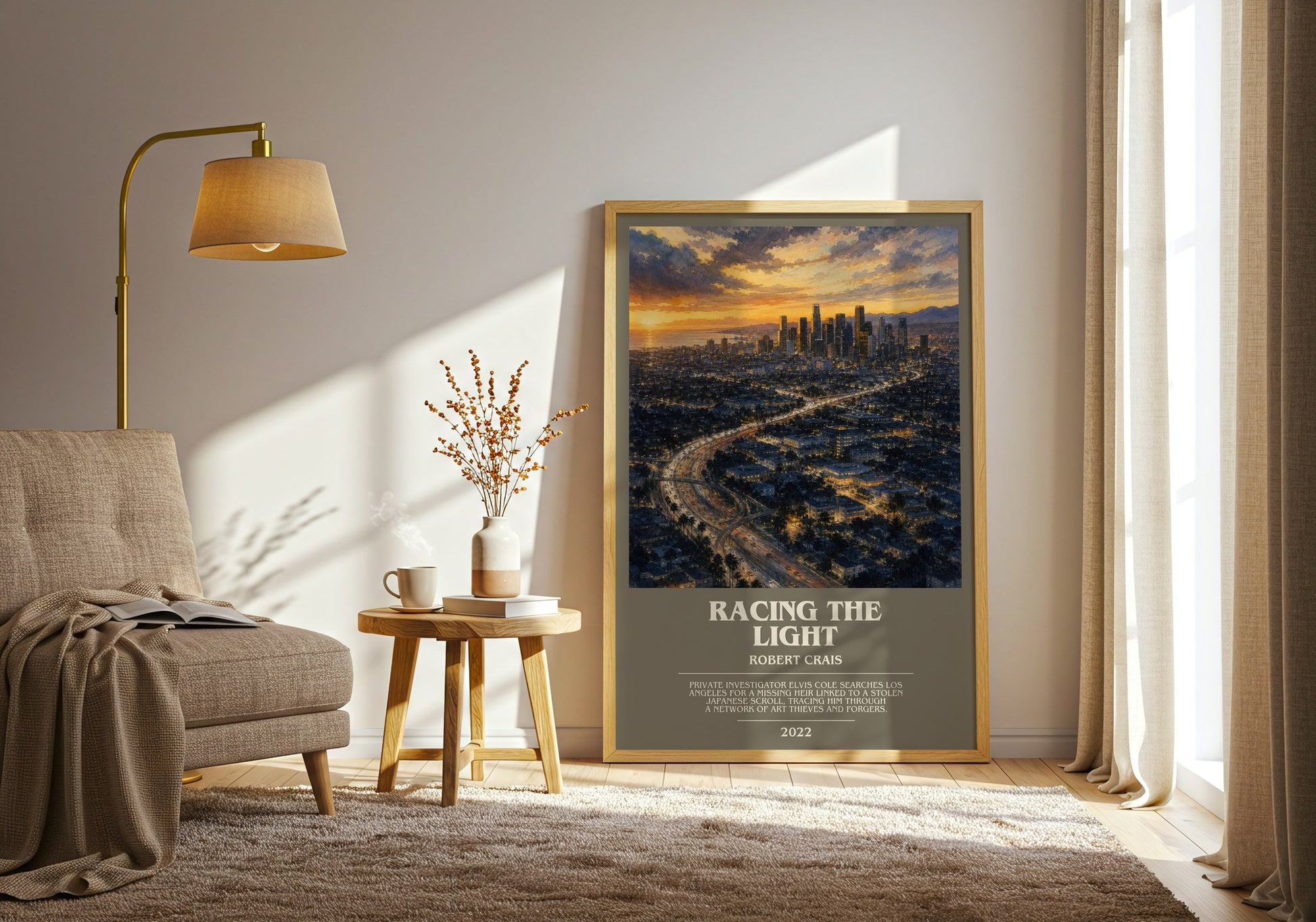 Racing The Light bookish print on bookshelf – Robert Crais fan gift