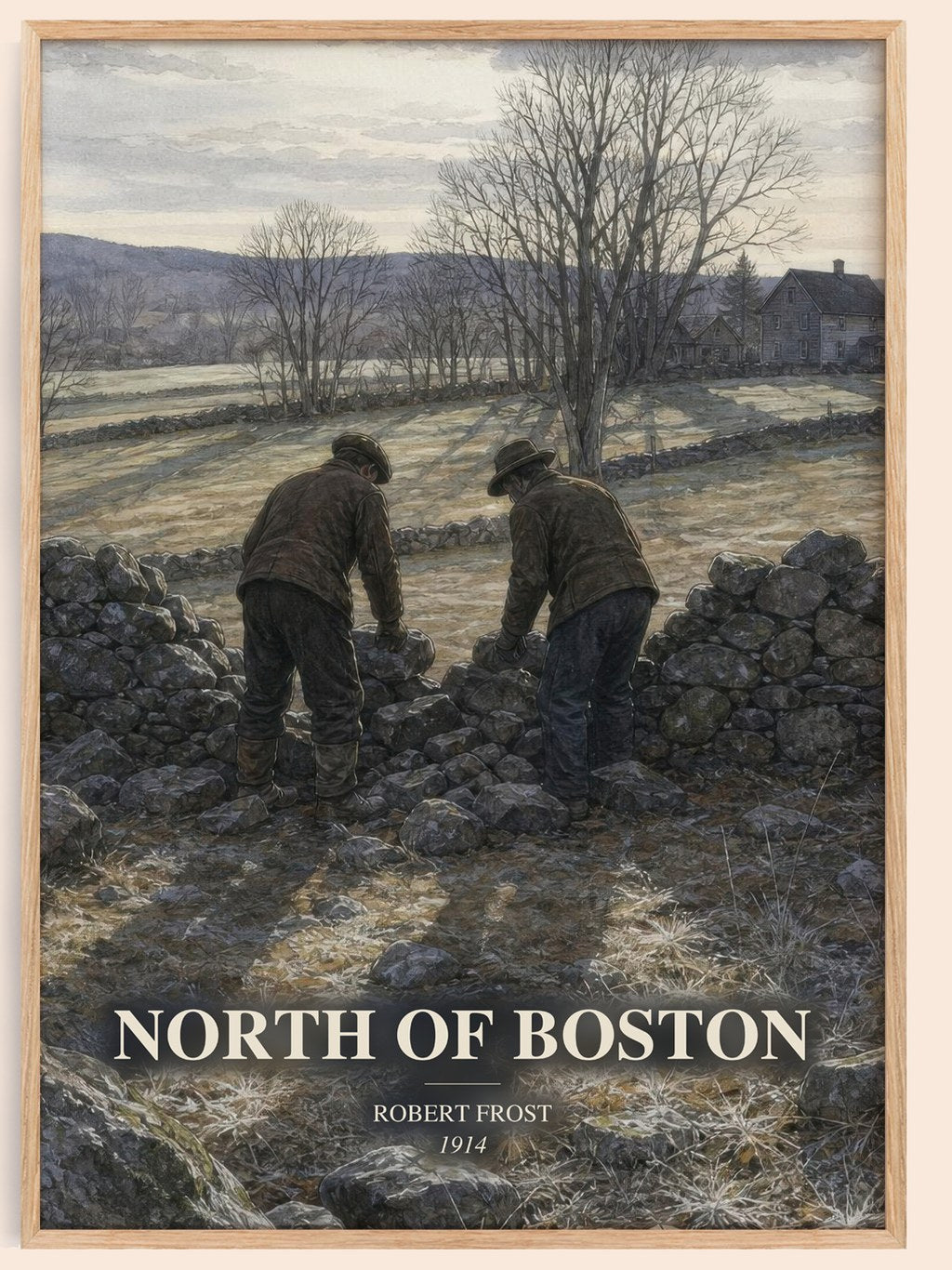 North Of Boston watercolour book poster by Robert Frost – framed literary art print