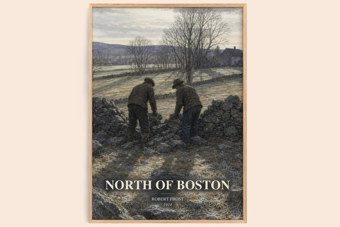 North Of Boston watercolour book poster by Robert Frost – framed literary art print