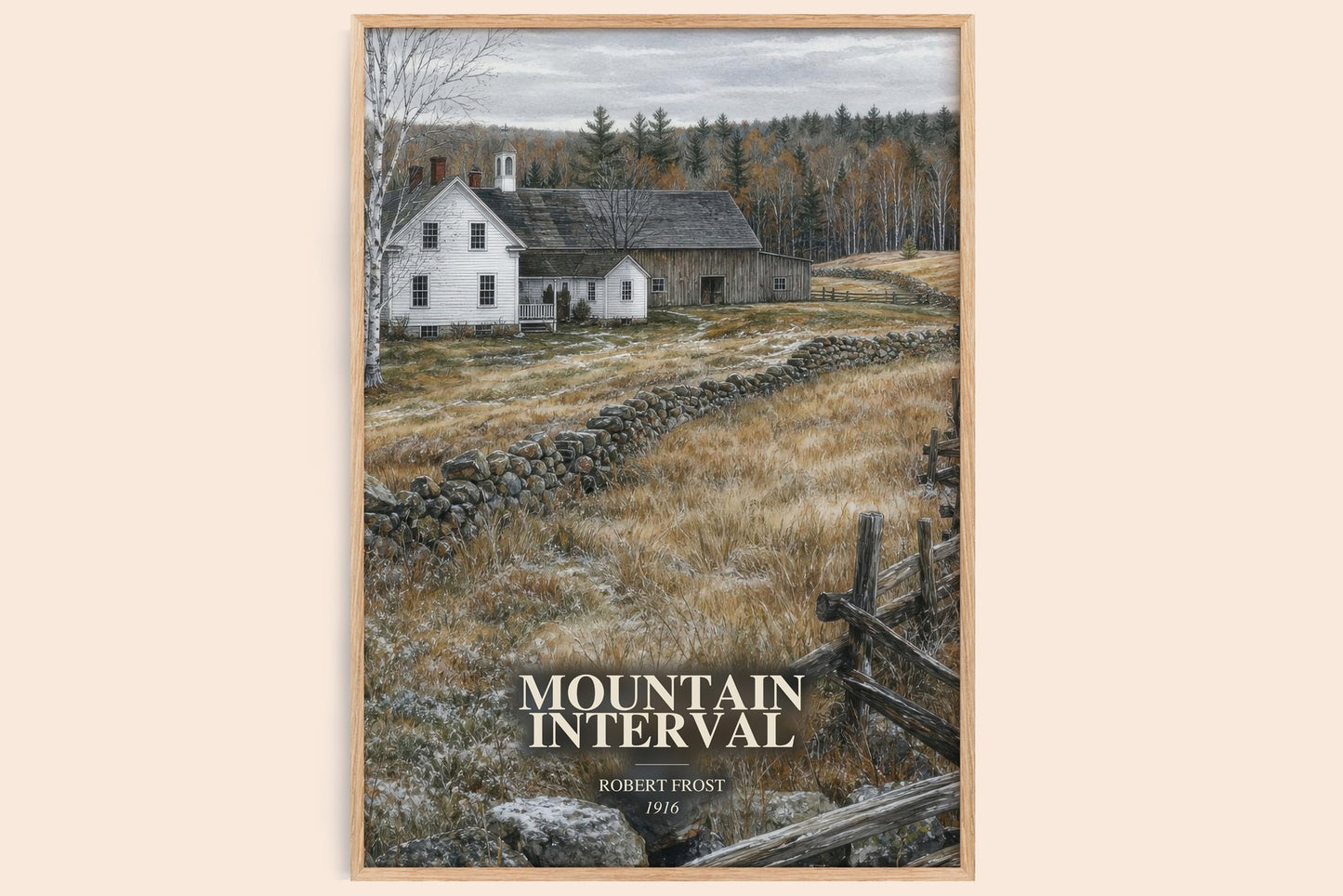 Mountain Interval watercolour book poster by Robert Frost – framed literary art print