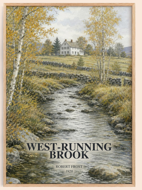 West-Running Brook watercolour book poster by Robert Frost – framed literary art print