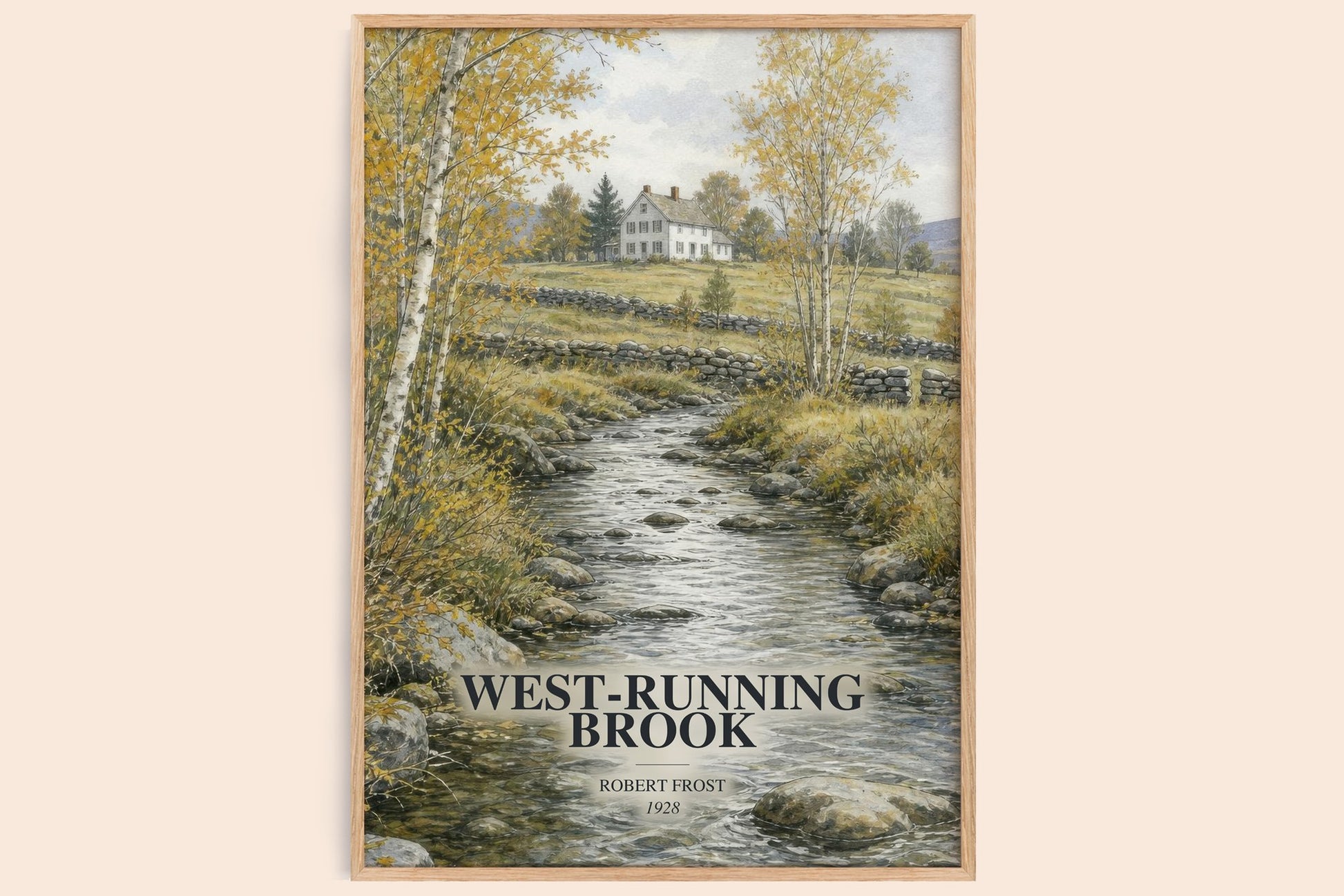 West-Running Brook watercolour book poster by Robert Frost – framed literary art print