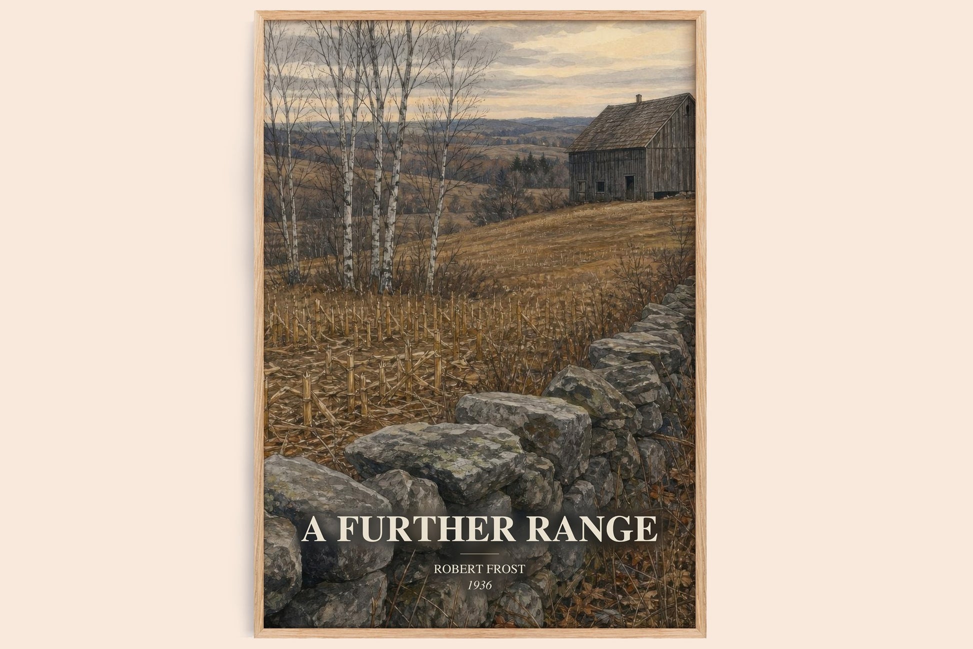 A Further Range watercolour book poster by Robert Frost – framed literary art print