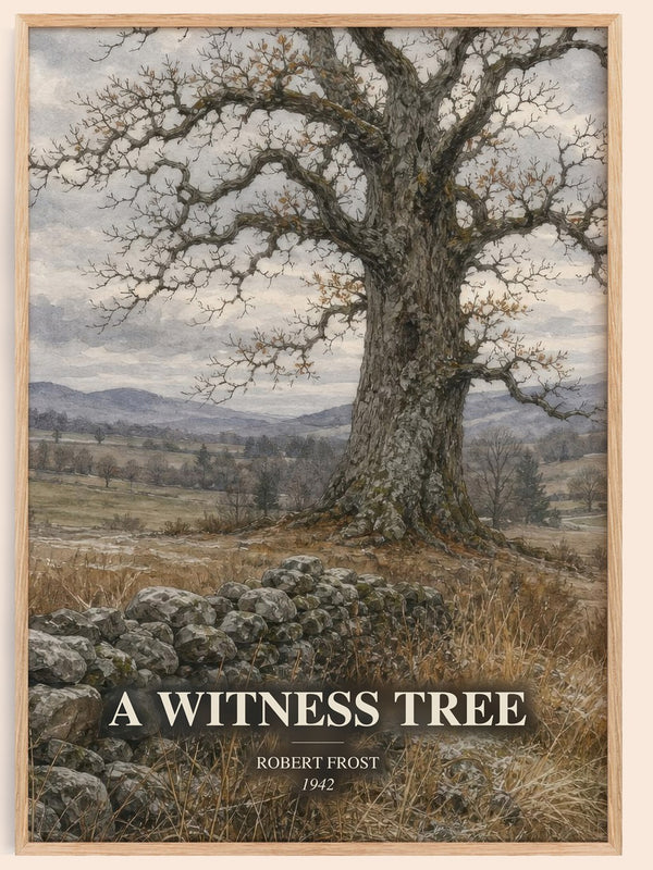 A Witness Tree watercolour book poster by Robert Frost – framed literary art print