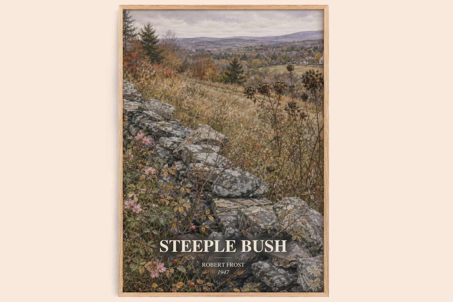 Steeple Bush watercolour book poster by Robert Frost – framed literary art print