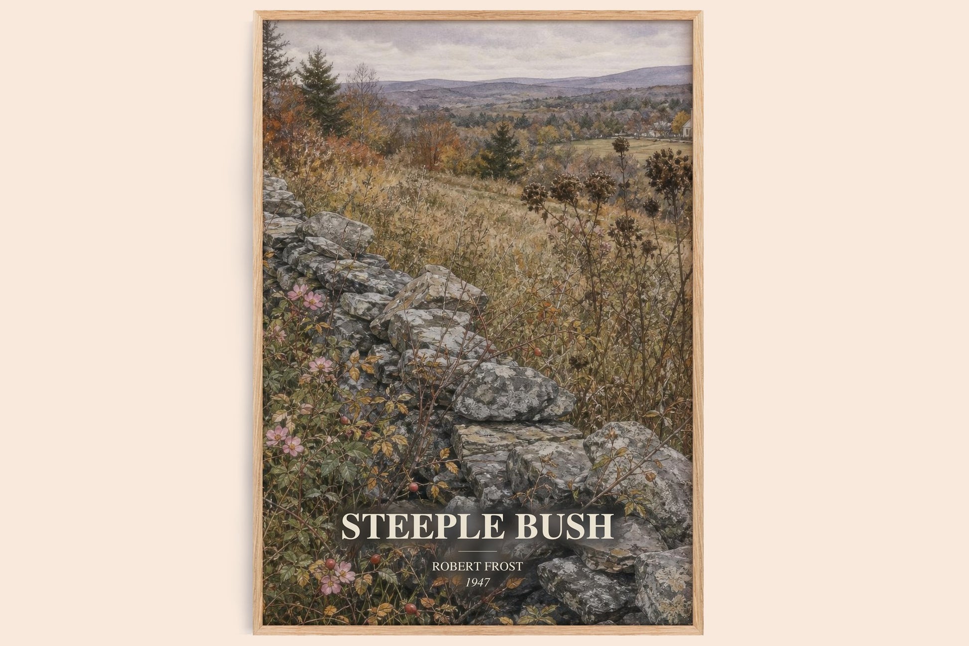 Steeple Bush watercolour book poster by Robert Frost – framed literary art print