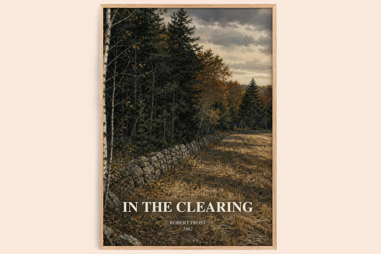 In The Clearing watercolour book poster by Robert Frost – framed literary art print