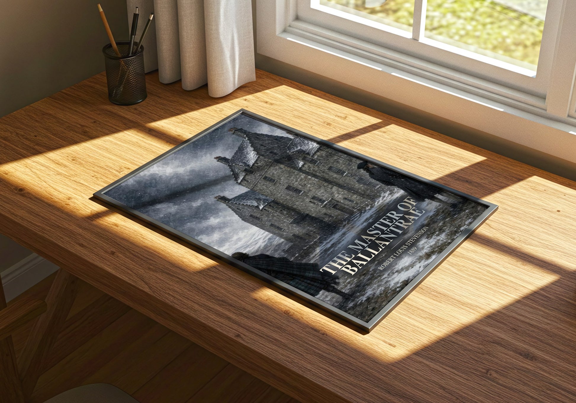 The Master Of Ballantrae watercolour book poster framed on wall – historical fiction wall art