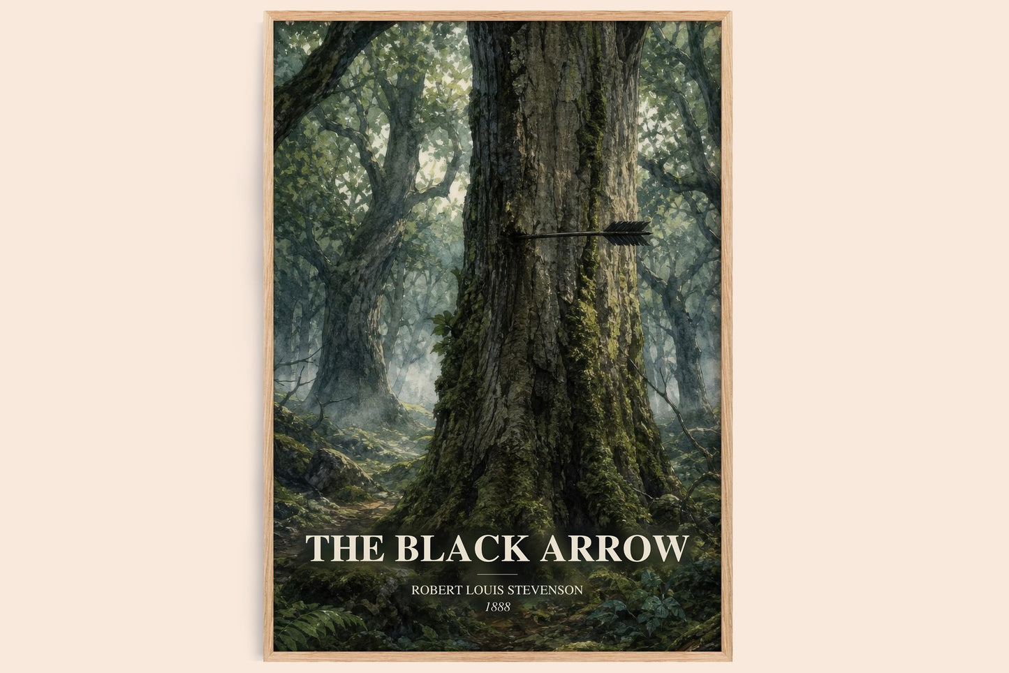 The Black Arrow watercolour book poster by Robert Louis Stevenson – framed literary art print
